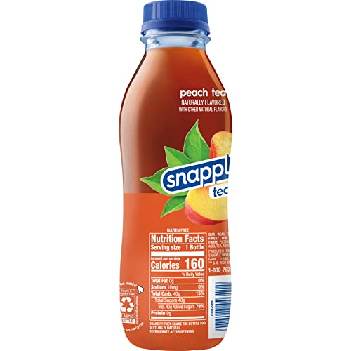Snapple Peach Tea, 16 fl oz recycled plastic bottle, Pack of 12