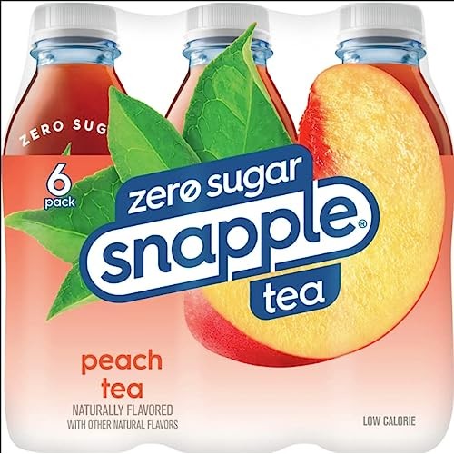 Snapple Zero Sugar Peach All Natural Iced Tea Gluten Free 100% R...