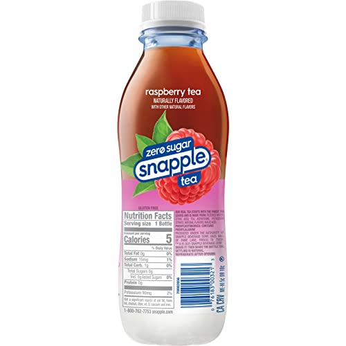 Snapple Zero Sugar Raspberry Tea, 16 fl oz recycled plastic bott...