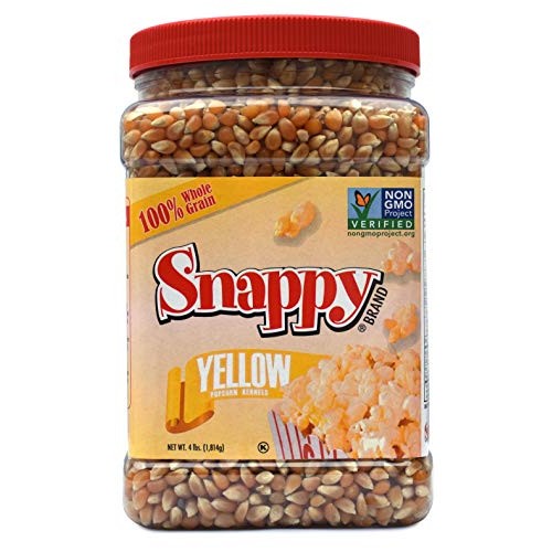 Snappy Yellow Popcorn Kernels , 4Lb Resealable Jar