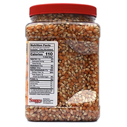 Snappy Yellow Popcorn Kernels , 4Lb Resealable Jar