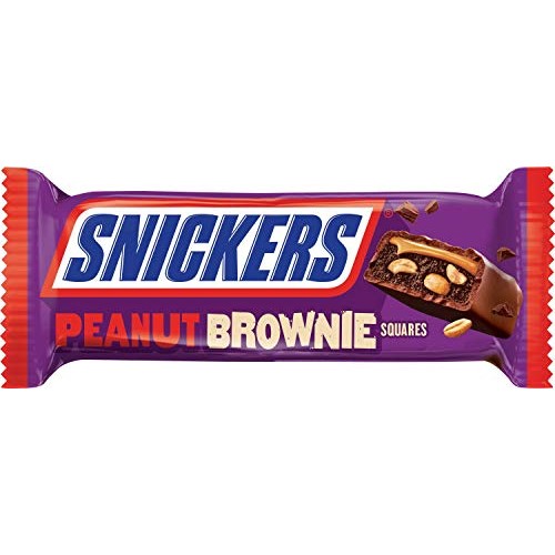 Snickers Peanut Brownie Squares Full Size Chocolate Candy Bar, 1
