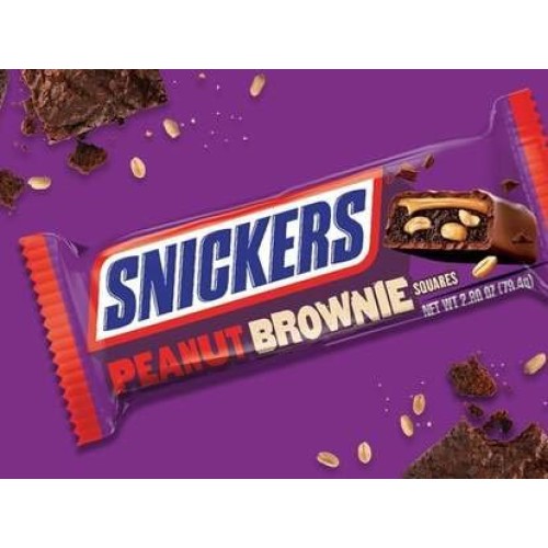 Snickers Peanut Brownie Squares Full Size Chocolate Candy Bar, 1