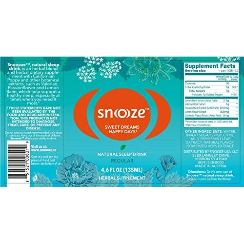 Snoooze Sleep Aid Drink, Night Time Liquid Sleeping Supplement