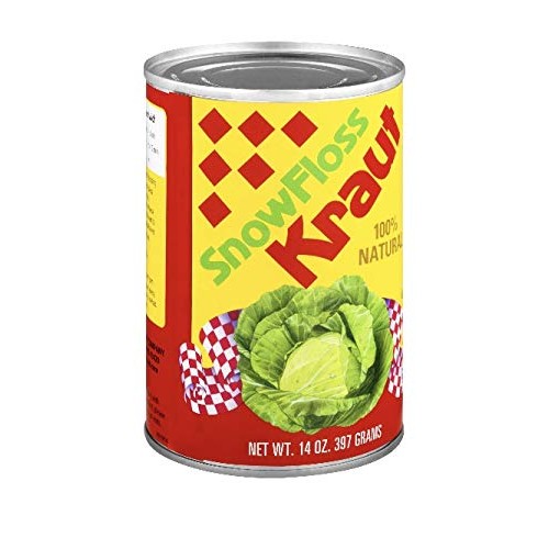 Snow Floss Kraut 100% Natural Sauerkraut 14 Oz Can 6-Pack