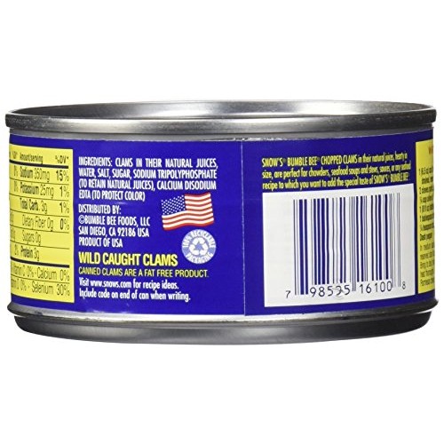 Snows By Bumble Bee Chopped Clams Juice, 6 Count