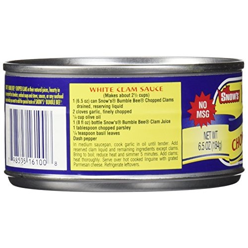 Snows By Bumble Bee Chopped Clams Juice, 6 Count