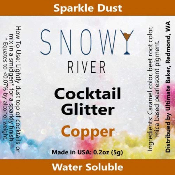 Snowy River Copper Cocktail Glitter - Kosher Certified Natural C...