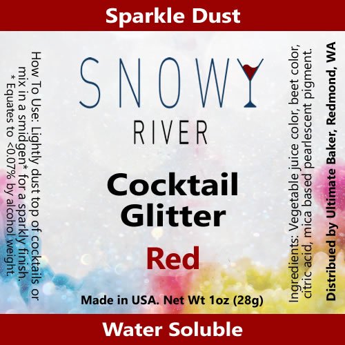 Snowy River Red Cocktail Glitter - Kosher Certified Natural Red