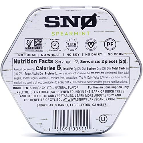 Spearmint Xylitol Candy Chips - Snø 1Lb Bag - Handcrafted W/ Onl