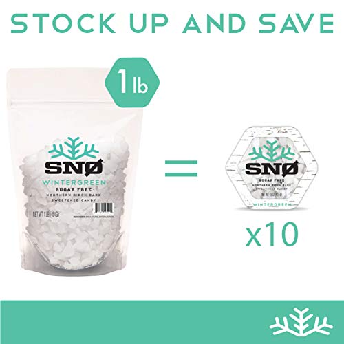 Wintergreen Xylitol Candy Chips - Snø 1Lb Bag - Handcrafted W/ O