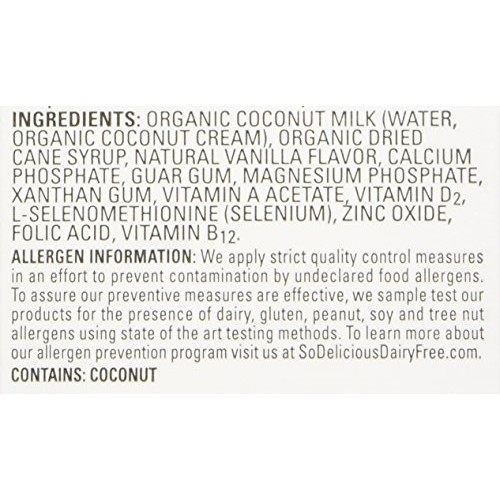So Delicious Dairy-Free Organic Coconutmilk Beverage, Vanilla, 3