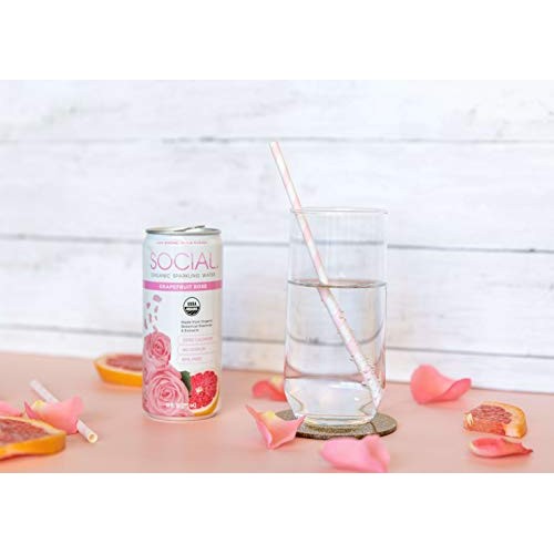 Social Grapefruit Rose Flavored Organic Sparkling Water - Made W