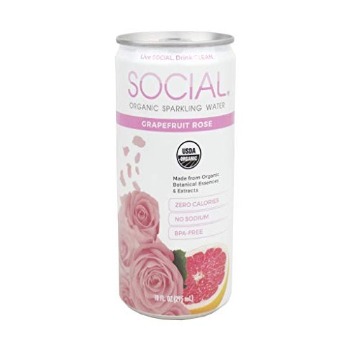 Social Grapefruit Rose Flavored Organic Sparkling Water - Made W