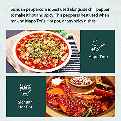 Soeos Authentic Szechuan Grade A Red Sichuan Peppercorns, Less S