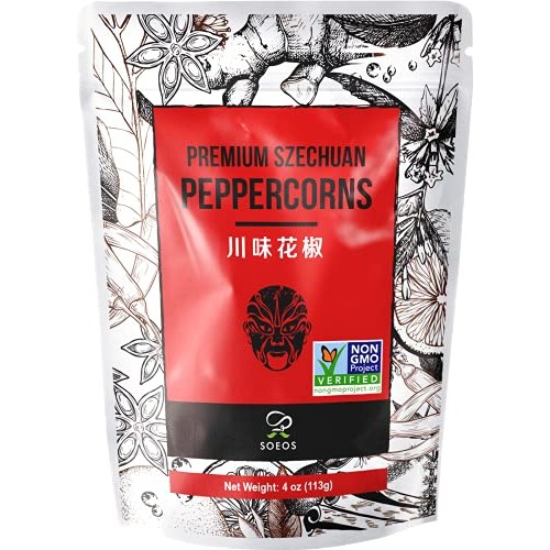 Soeos Authentic Szechuan Grade A Red Sichuan Peppercorns, Less S