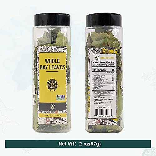 Soeos Bay Leaves 2Oz, Non-Gmo Verified, Bay Laurel Leaf, Dried B