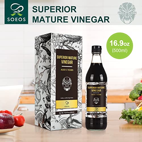 Soeos Chinkiang Vinegar, Mature Aged Black Vinegar, Chinese Blac
