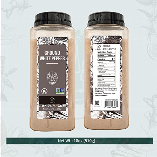 Soeos Ground White Pepper, Ground White Peppercorns, Fine Grain,