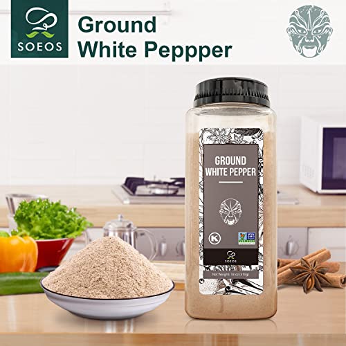 Soeos Ground White Pepper, Ground White Peppercorns, Fine Grain,