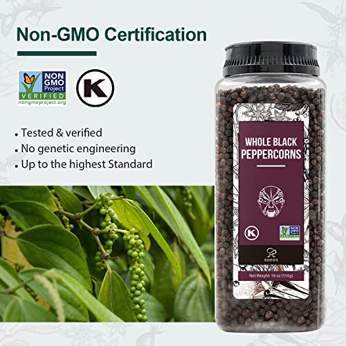 Soeos Himalayan Pink Salt 39 oz + Whole Black Peppercorns 18 oz,...