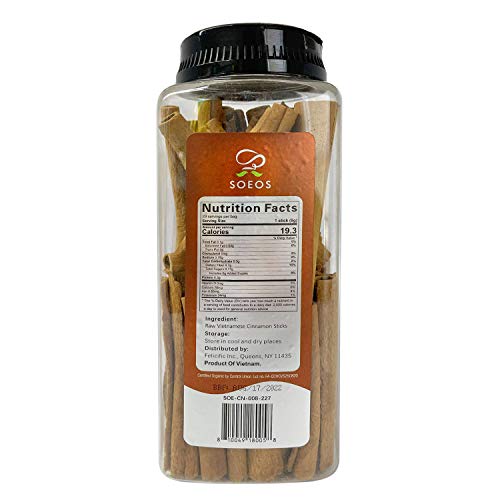 Soeos Organic Cinnamon Sticks 8 Oz, 3.5 Inches Length, Perfect