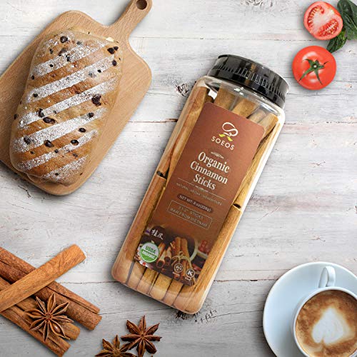 Soeos Organic Cinnamon Sticks 8 Oz, 3.5 Inches Length, Perfect