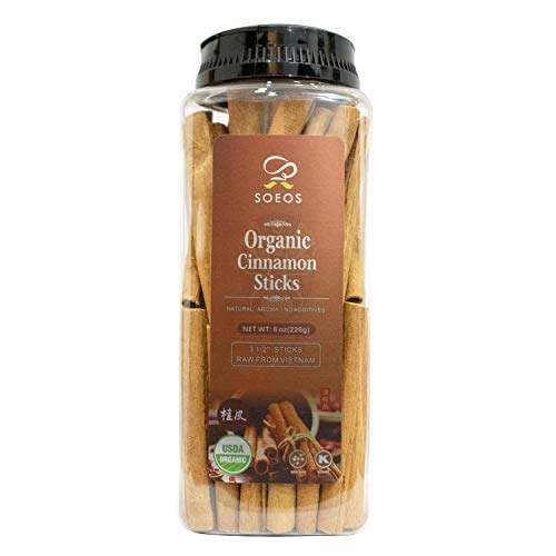 Soeos Organic Cinnamon Sticks 8 Oz, 3.5 Inches Length, Perfect