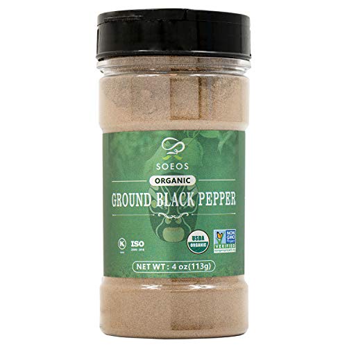 Soeos Organic Ground Black Pepper, Black Pepper Powder, Ground B