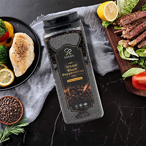 Soeos Premium Whole Black Peppercorns 18Oz, Top Grade, Black P