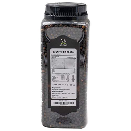 Soeos Premium Whole Black Peppercorns 18Oz, Top Grade, Black P