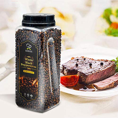 Soeos Premium Whole Black Peppercorns 18Oz, Top Grade, Black P