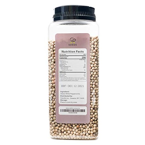 Soeos Premium Whole White Peppercorns 18Oz, Grade Aaa, White Pep