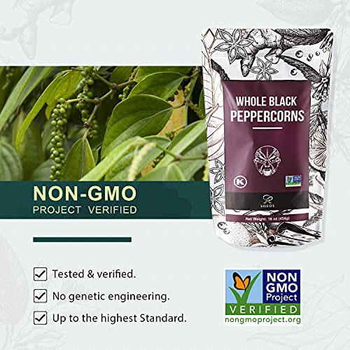 Soeos Whole Black Peppercorns 16 Oz, Grade Aaa, Black Pepperco