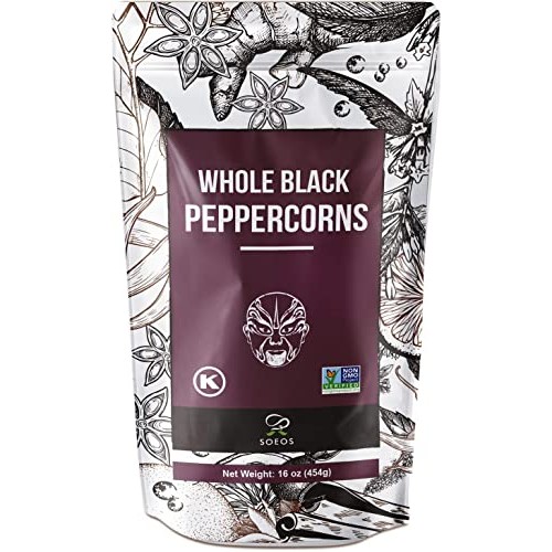 Soeos Whole Black Peppercorns 16 Oz, Grade Aaa, Black Pepperco