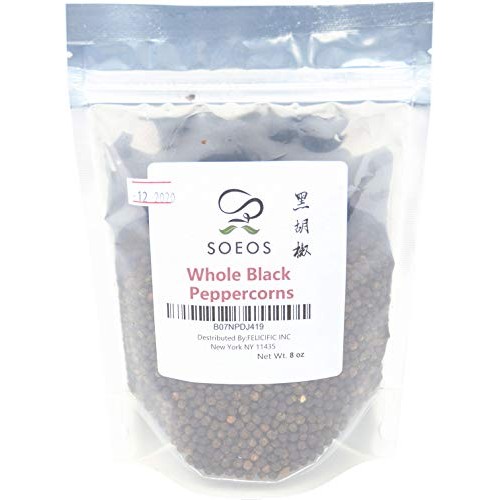 Soeos Whole Black Peppercorns 8Oz, Grade Aaa, Black Peppercorn