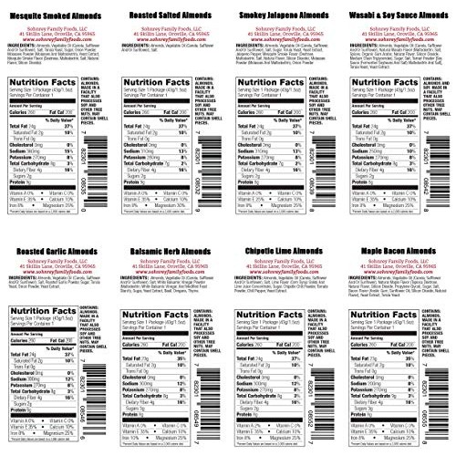 Bold and Spicy Flavored Snack Almonds 1.5 oz Variety Pack by Soh...