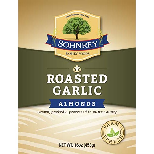Roasted Garlic Almonds 16oz Bold Seasoned Flavored Steam Paste...