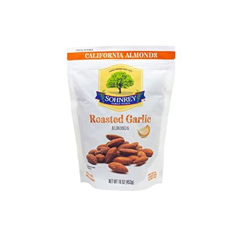 Roasted Garlic Almonds 16oz Bold Seasoned Flavored Steam Paste...