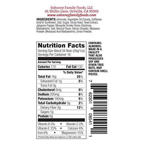 Smokey Jalapeno Spicy Almonds Bold Roasted Seasoned Snack Nuts F