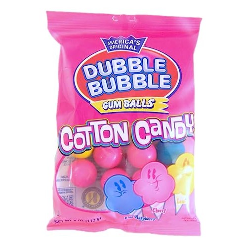 Dubble Bubble Cotton Candy and Fruit Flavored Gum Balls 2 Bags B...