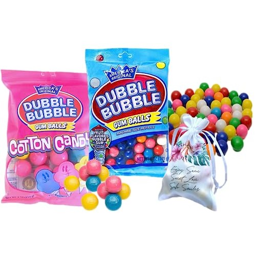 Dubble Bubble Cotton Candy and Fruit Flavored Gum Balls 2 Bags B...