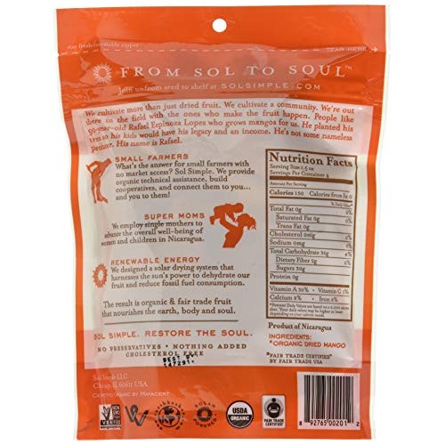 Sol Simple Dried Mango, 6 Ounce