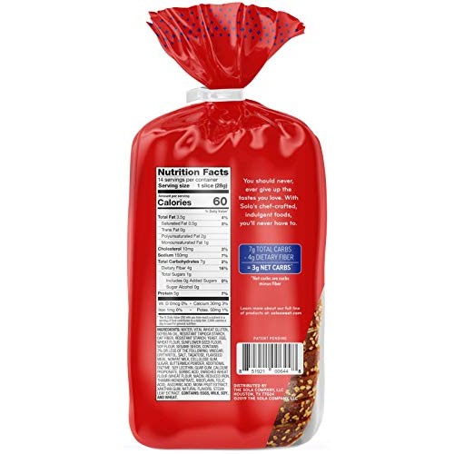 Sola Golden Wheat Bread – Low Carb, Low Calorie, Reduced Sugar,