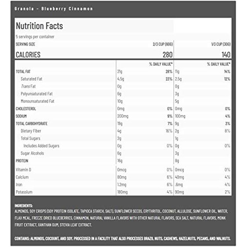 Sola Granola, Low Carbs, Gluten Free Blueberry Cinnamon, 11 Oun