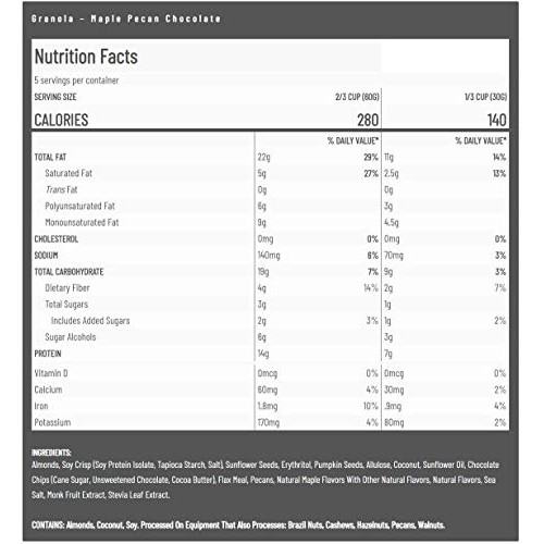 Sola Granola, Low Carbs, Gluten Free Maple Pecan Chocolate, 11
