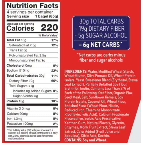 SOLA Low Carb & Keto Friendly Bagel Best Sellers Variety Pack - ...