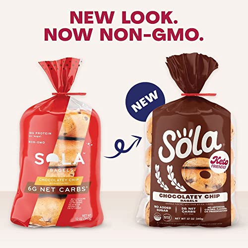 SOLA Low Carb & Keto Friendly Bagels, Chocolately Chip - 5g Net ...