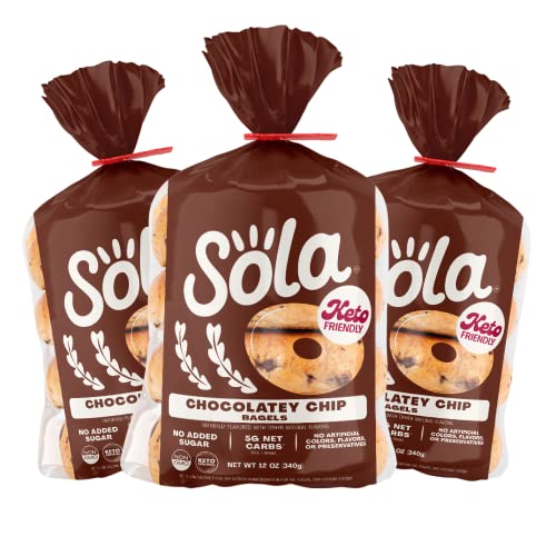 SOLA Low Carb & Keto Friendly Bagels, Chocolately Chip - 5g Net ...