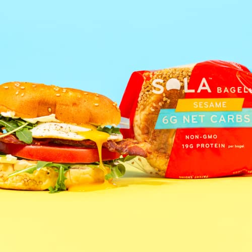 SOLA Low Carb & Keto Friendly Bagels, Sesame - 6g Net Carbs & 19...